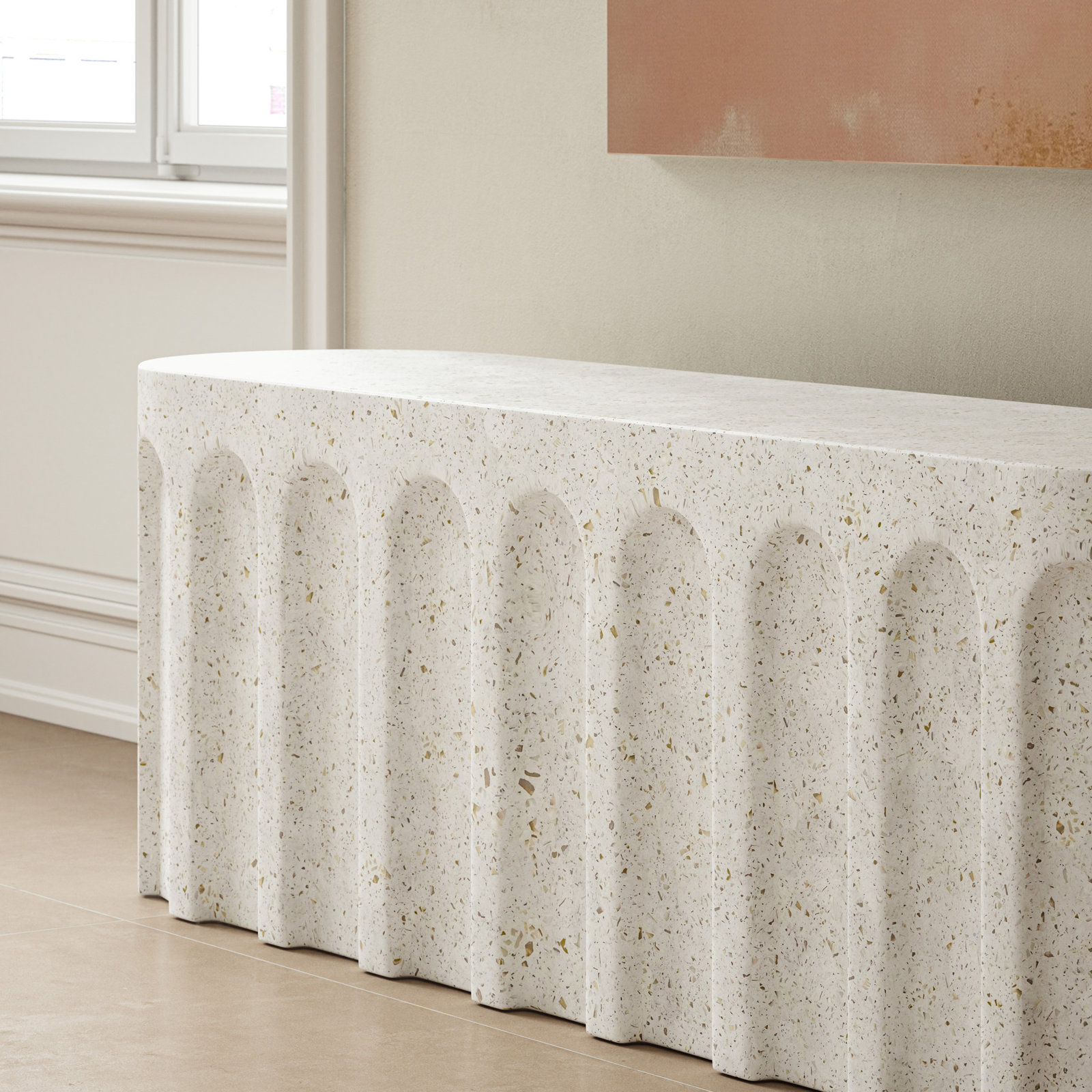 Mikah 55" Entryway Bench, Ivory