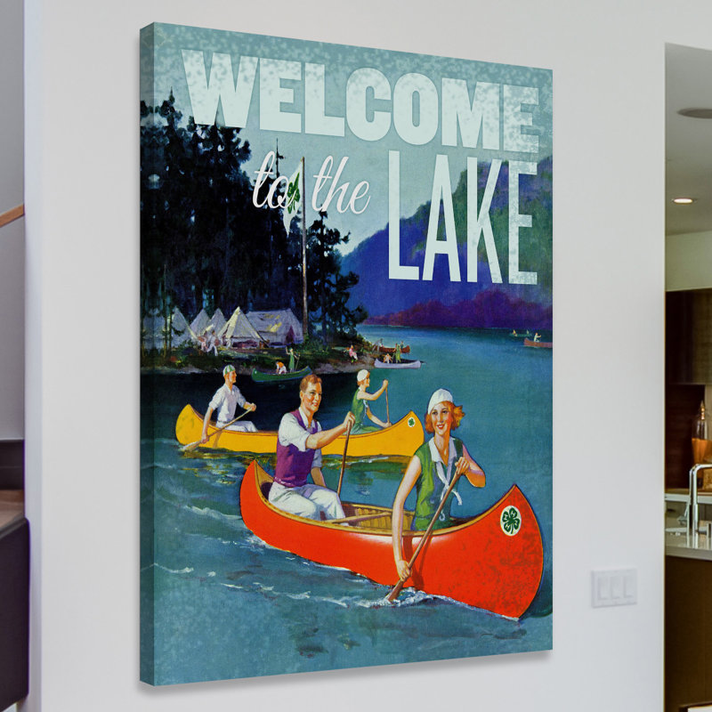 « welcome canoës », reproduction d’art sur toile tendue, H 29 po x l 24 po x P 1,5 po