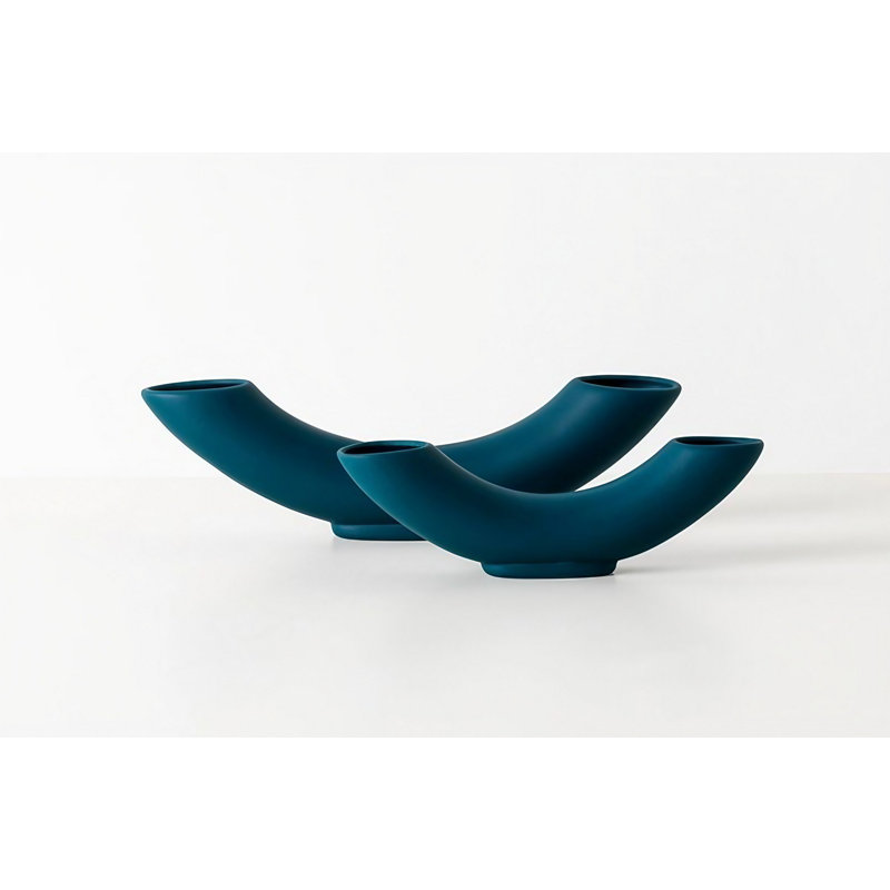 Creeden Ceramic Table Vase, Green-Blue, 27cm H x 4cm W x 8cm D