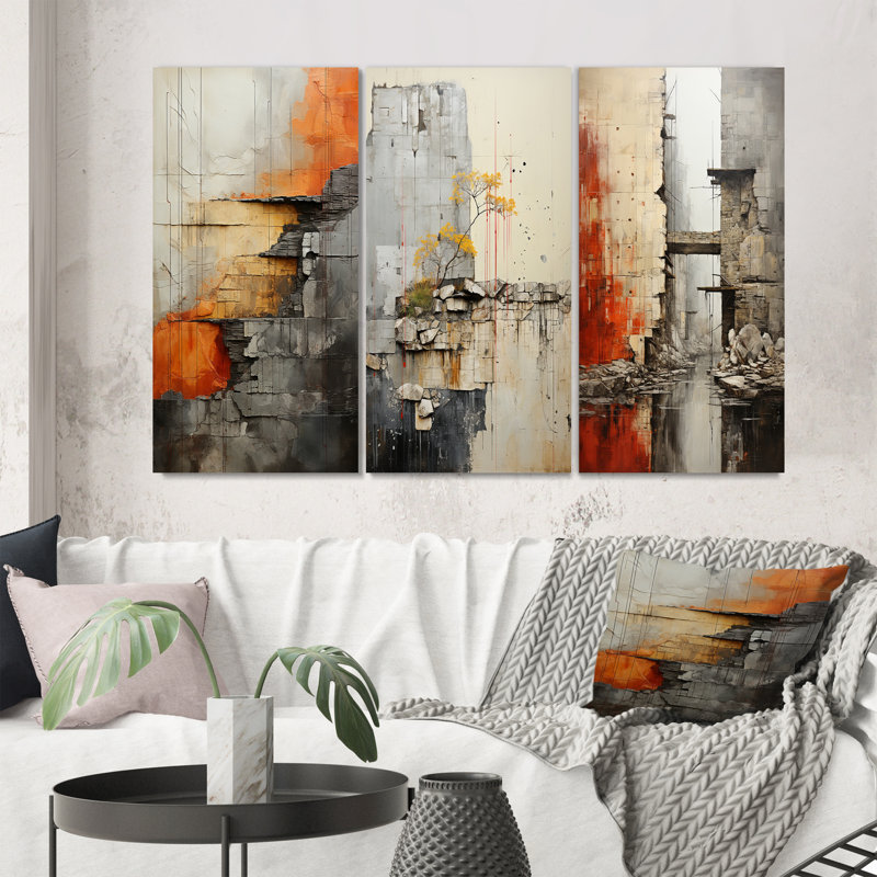 "Réservoir de barrage de minimalisme", 3 pièces sur toile, Toile tendue, H 36 po x l 20 po