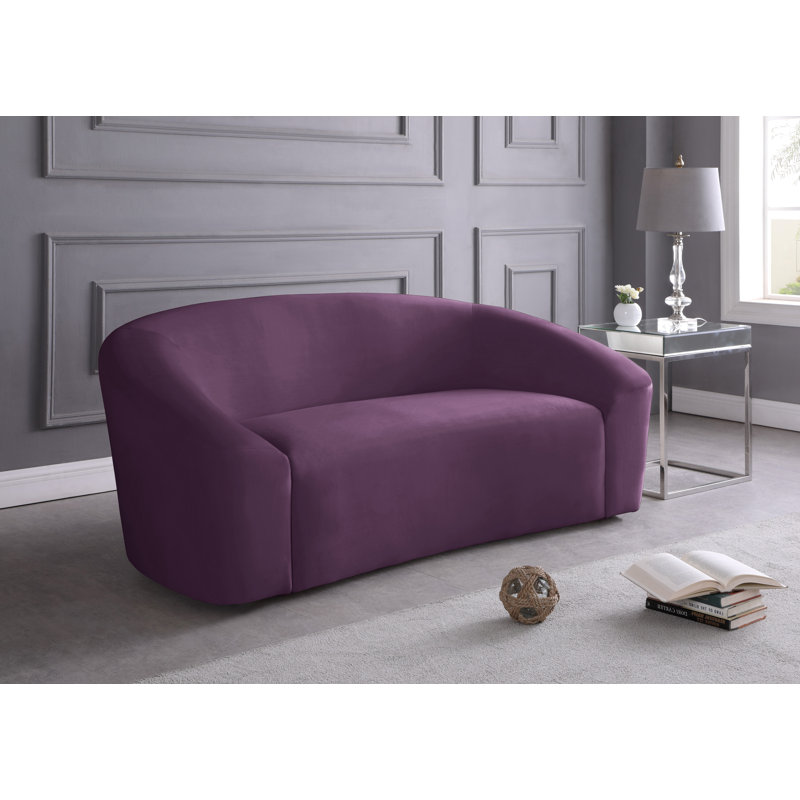 Canapé courbé Alaw, Velours mauve, H 29,5 po x l 91 po x P 35,5 po