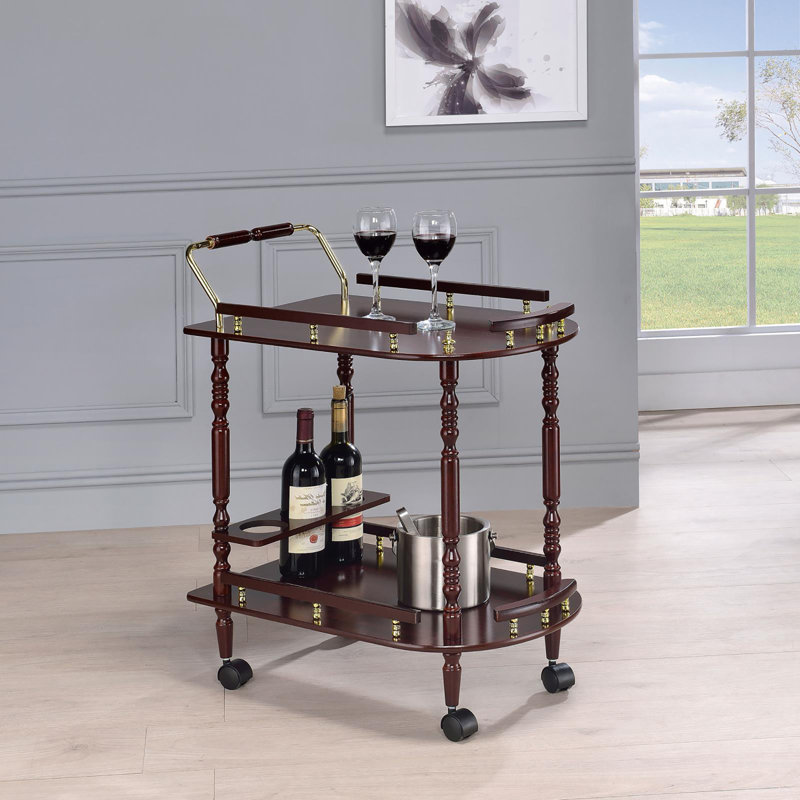 Chariot de service à 2 tablettes Merlot and Brass