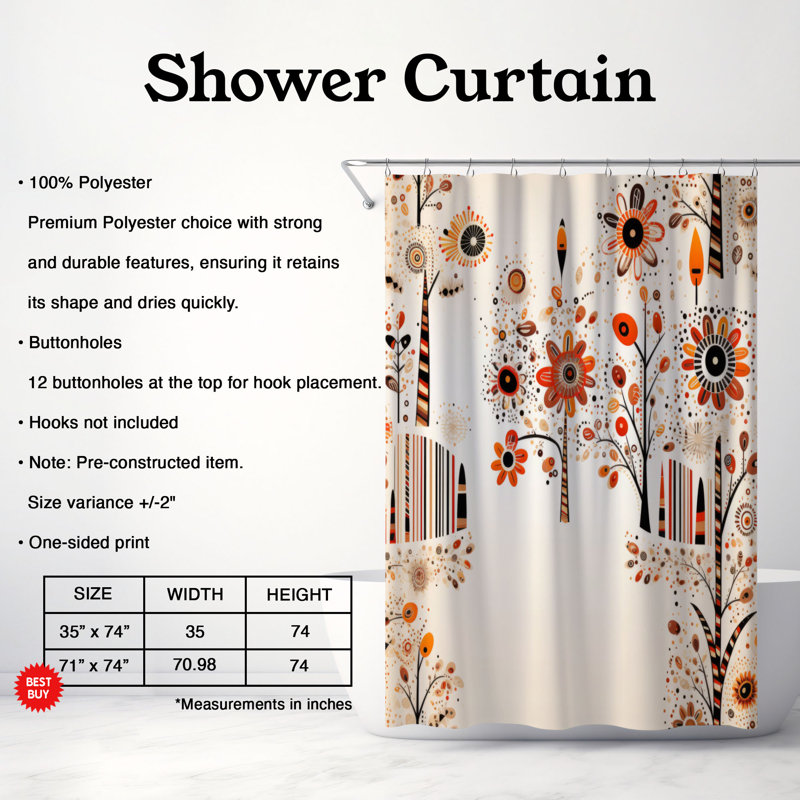 Abstract Folk - Rideau de douche Premium, H 74 po x l 71 po