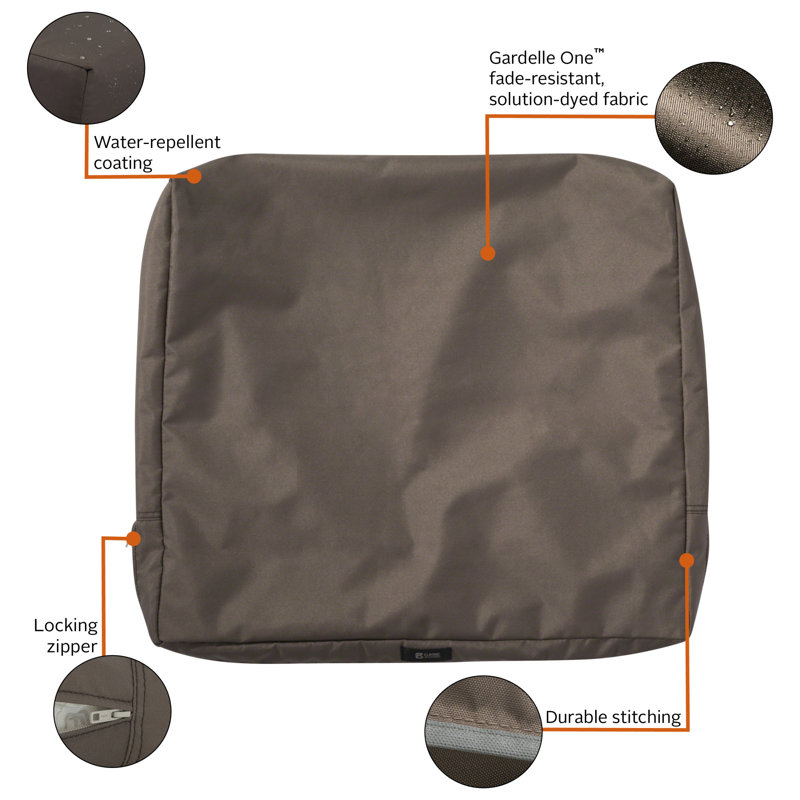 Jaylon Outdoor Dining Chair Cushion Cover, Dark Taupe, 25" W x 22" D