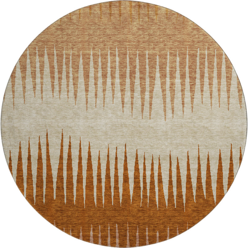 Premium Machine Washable Prisco Copper Rug, Round 8'