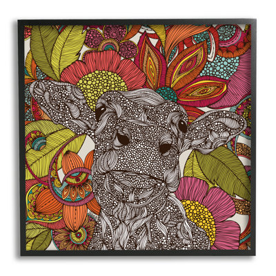 «Farm Cow», détail de fractales, fleurs florales abstraites par Valentina Harper - cadre flottant, impression sur toile