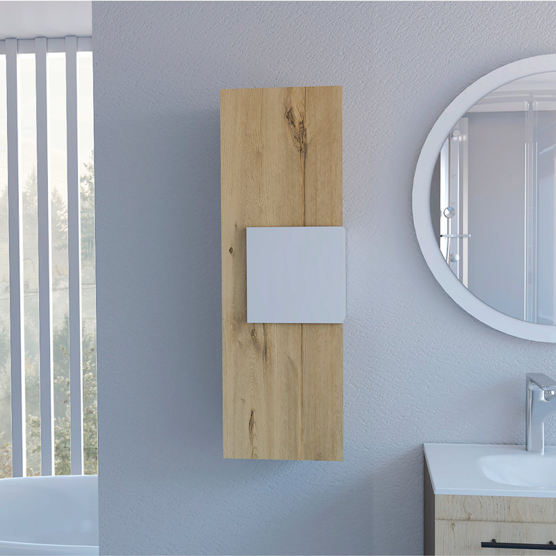 Light Oak And White 3-Shelf Rectangle Medicine Cabinet