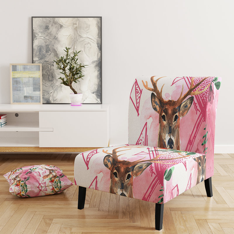 Fauteuil de chambre moderne rembourré en velours Brechta Vibrant Curve Design II, Rose/brun