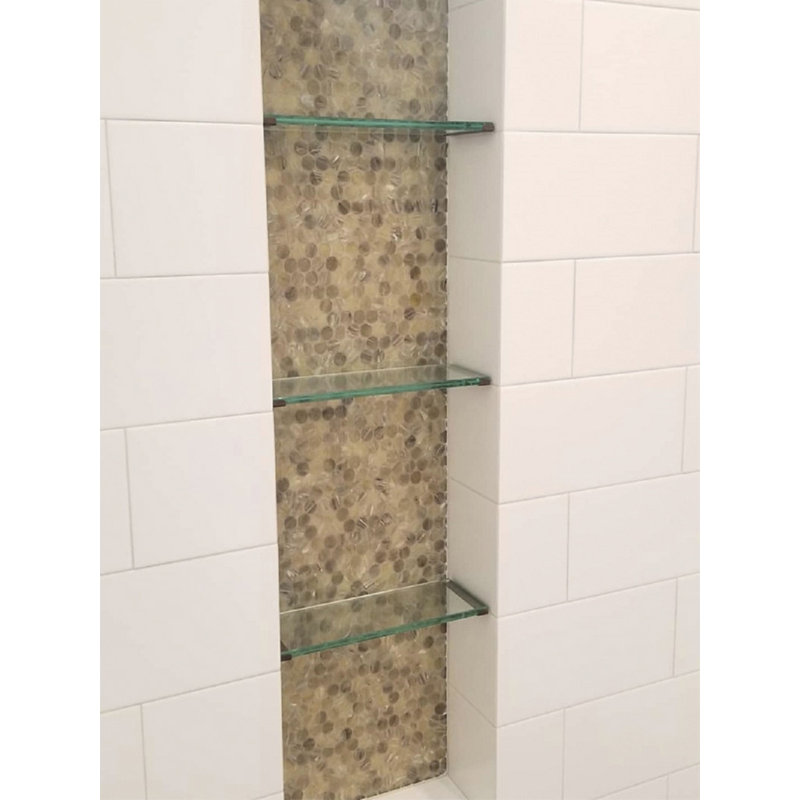 0.8" x 0.8" Glass Penny Round Mosaic Wall & Floor Tile, Beige