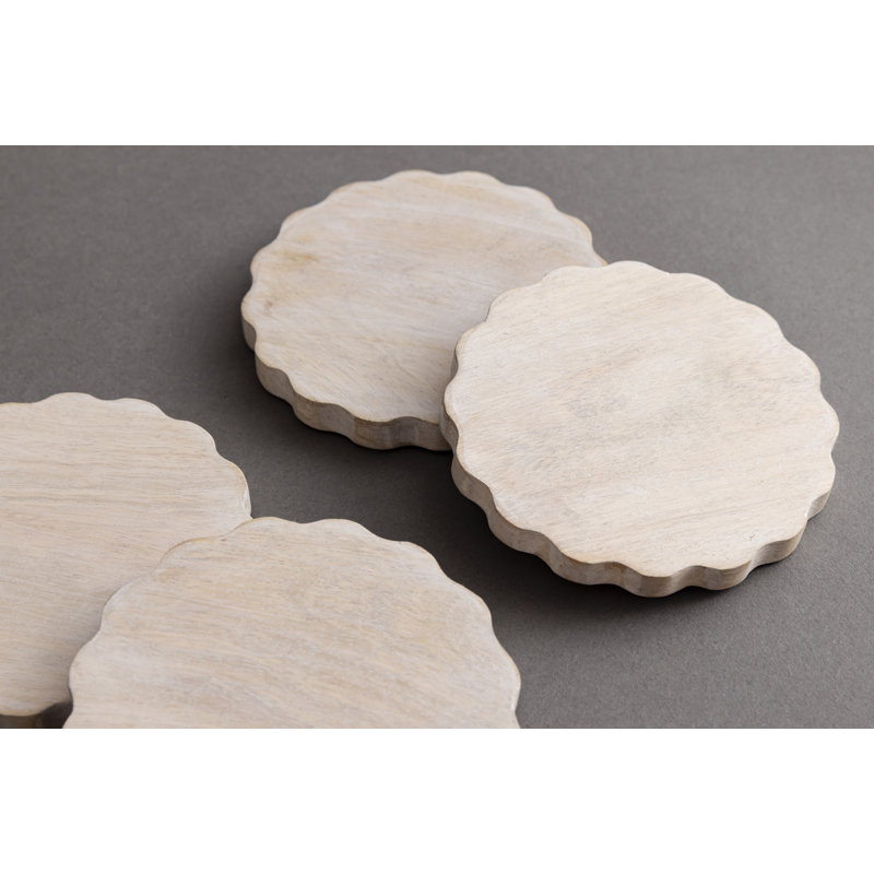 Ensemble de 4 sous-verres festonnés, Beige
