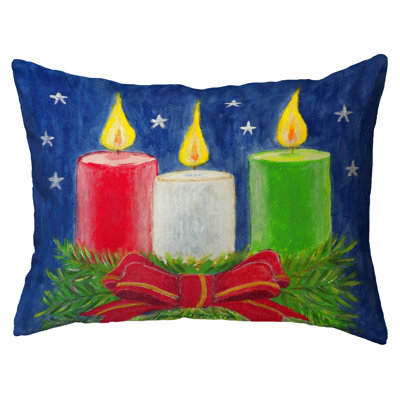  Christmas Candles Indoor/Outdoor Lumbar Pillow