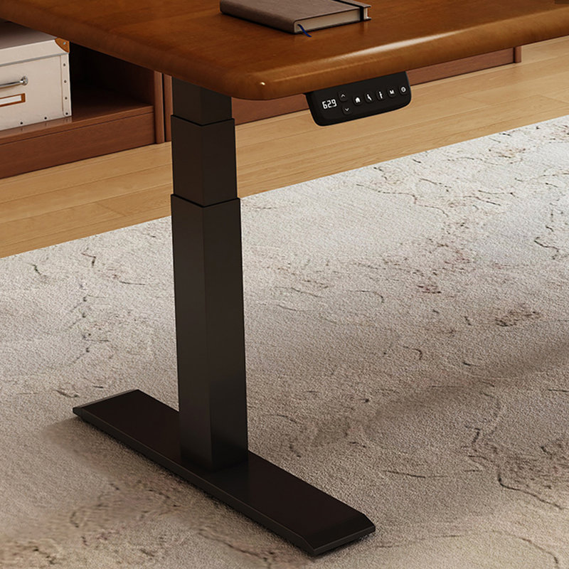 Bureau en acier massif brun et noisette + réglable en hauteur noir, H 49,21 po x l 55,12 po x P 27,56 po
