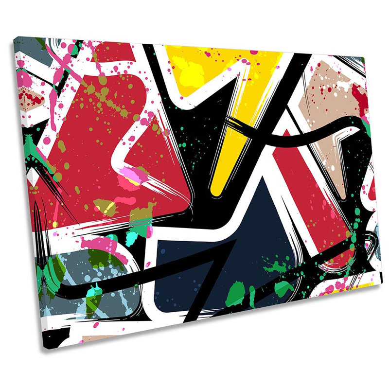 Graffiti Abstract Urban Grunge Framed - Wrapped Canvas Print, 30.5cm H x 45.7cm W x 2cm D