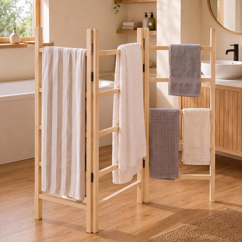45 " Solid Wood Freestanding Towel Rack