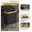 Poubelle de bureau avec couvercle, poubelle de salle de bain noire avec bordure dorée, poubelle étroite moderne avec pieds, poubelle en plastique mince