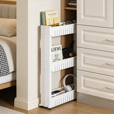 3-Layer Narrow Wheeled Storage Cabinet Suitable For Plastic Storage Space In Kitchen/Bathroom/Bedroom