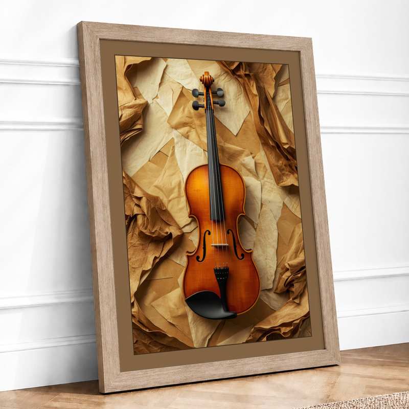 Violin And Paper Minimalist - Print, Oak, A4 - 29.7 x 21.0 cm