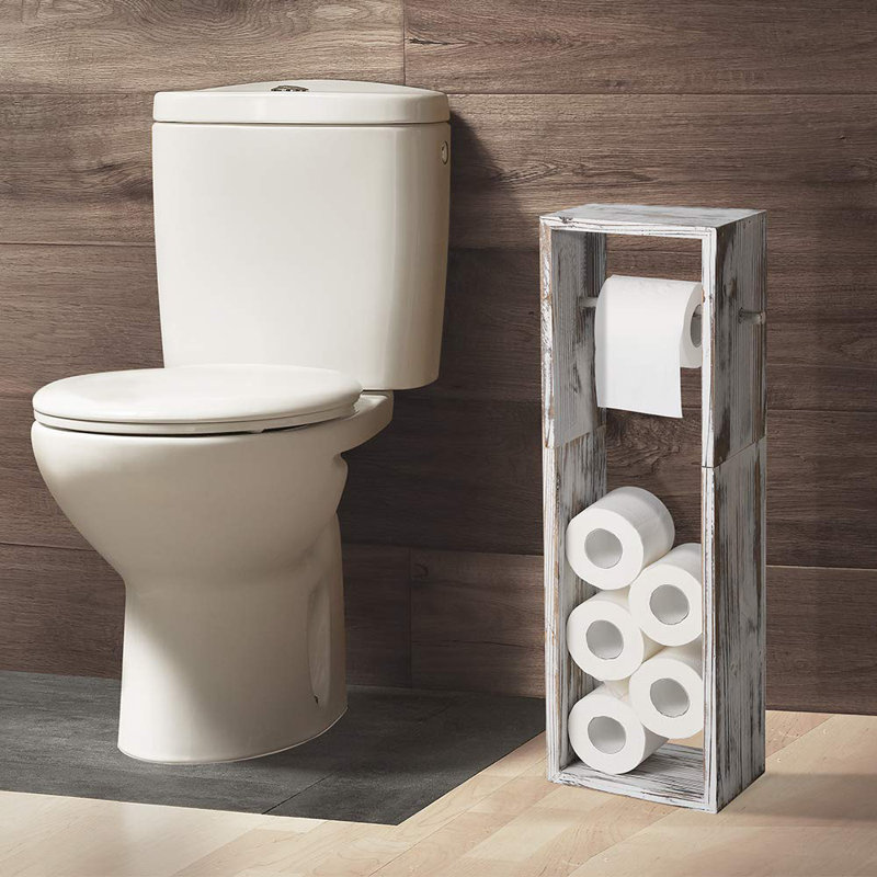 Porte-papier hygiénique sur pied, Blanc / gris