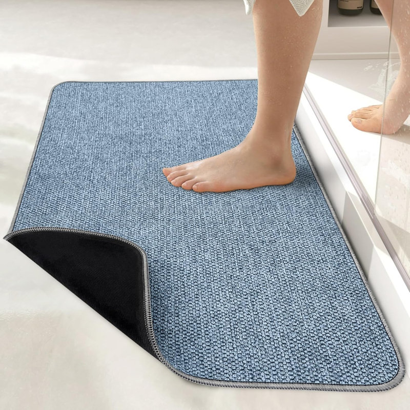 Tapis de bain ultra minces lavables à la machine, Bleu, 24 x 36 inch