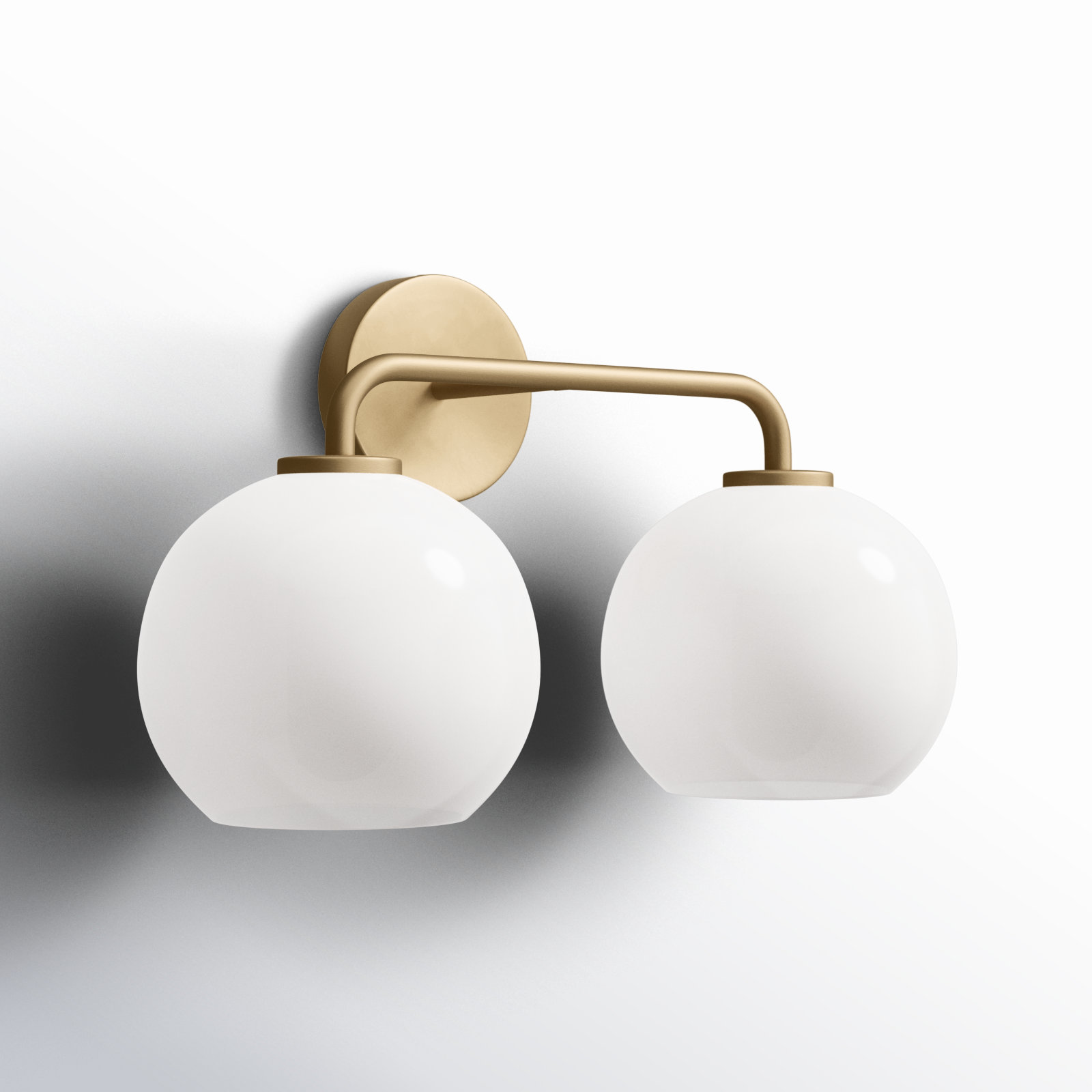 Childerley 2 Light Vanity, Satin Brass, White