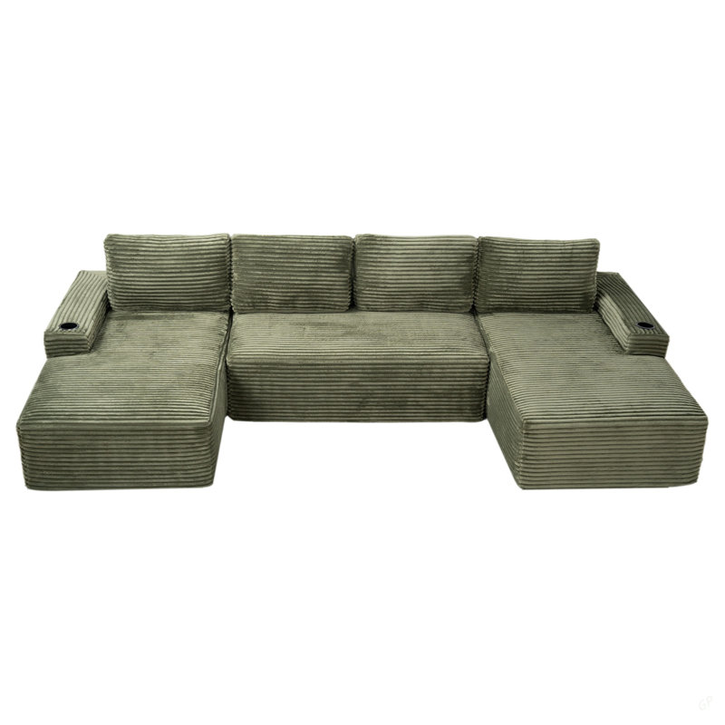 Ensemble de canapé modulaire compressible en forme de U, canapé modulaire de style minimaliste, canapé en tissu velours côtelé pour le salon