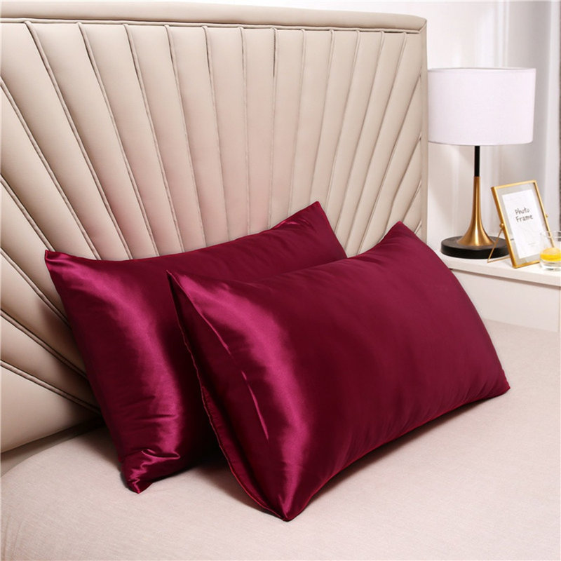 Housse de coussin en soie douce anti-âge beauté 1pc, Red