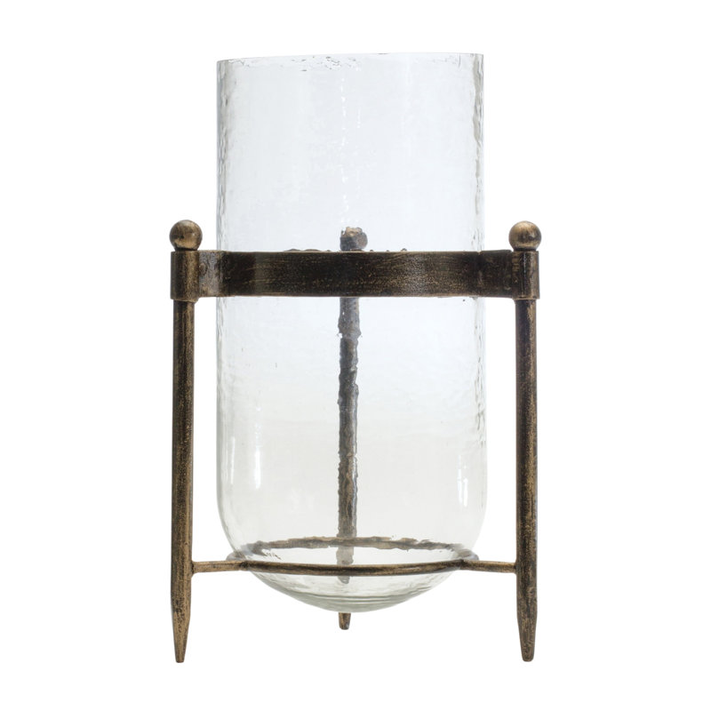 Porte-bougie 14 "en bronze et verre transparent