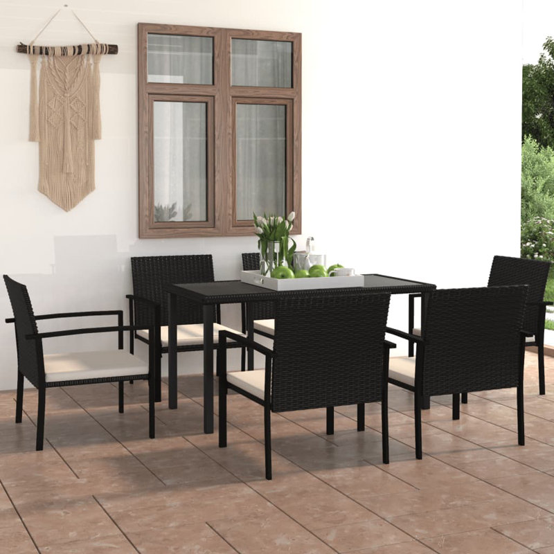 Jantz Rectangular 6 - Person Dining Set with Cushions, Gray, Gray, 27.6" W x 55.1" L x 28.7" H