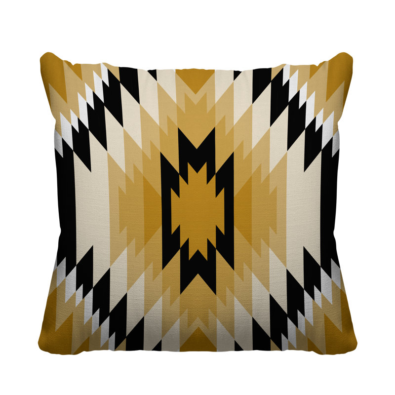 Coussin décoratif intérieur / extérieur Juan Southwestern, L 19 po x H 19 po, Jaune