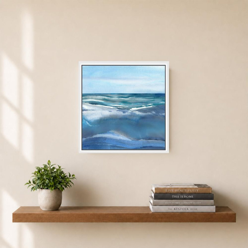 Swell I par Susan Jill - Graphisme sur toile, H 24 po x l 24 po, Cadre flottant biseauté, Blanc