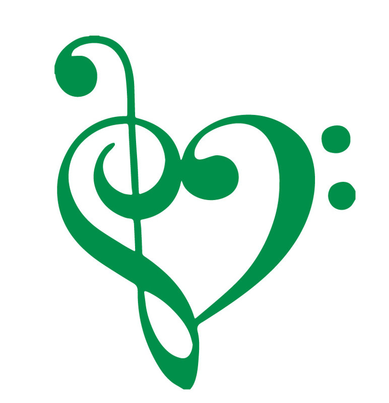Décalcomanie murale coeur musical, H 24 po x l 20 po x P 0,01 po, Vert clair