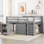 Lit mezzanine basse avec armoire, tablettes et bureau portatif à roulettes, lit multifonctionnel-1352317932