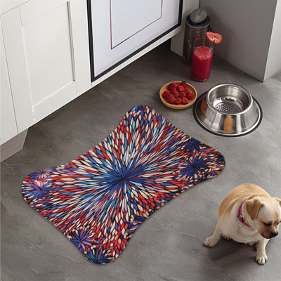 Tapis rouge, blanc, bleu et mosaïque - 1 pièce