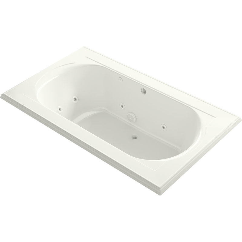 Memoirs 72-In x 42-In Whirlpool Bath, Drop-in with Center Rear Drain, Dune