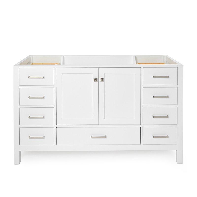 Cambridge 60'' W Single Bathroom Vanity Base, Brushed Nickel, White