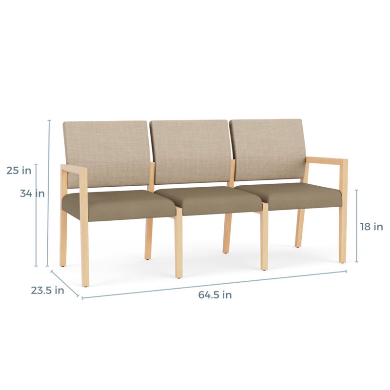 Siège en tandem 3 places Brooklyn, Naturel, Chambray calcaire / Patriot Plus taupe