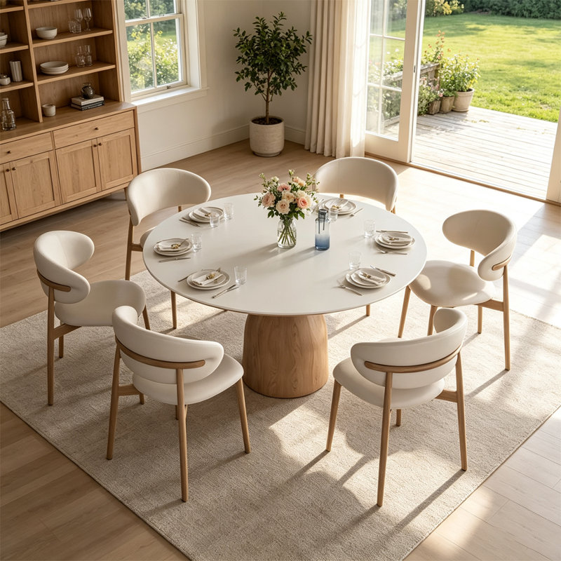 Table de salle à manger blanche, H 29,53 po x L 59,06 po x l 59,06 po
