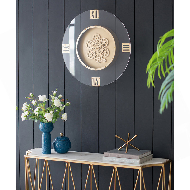 23.5" Round Moving Gear Roman Numeral Clock