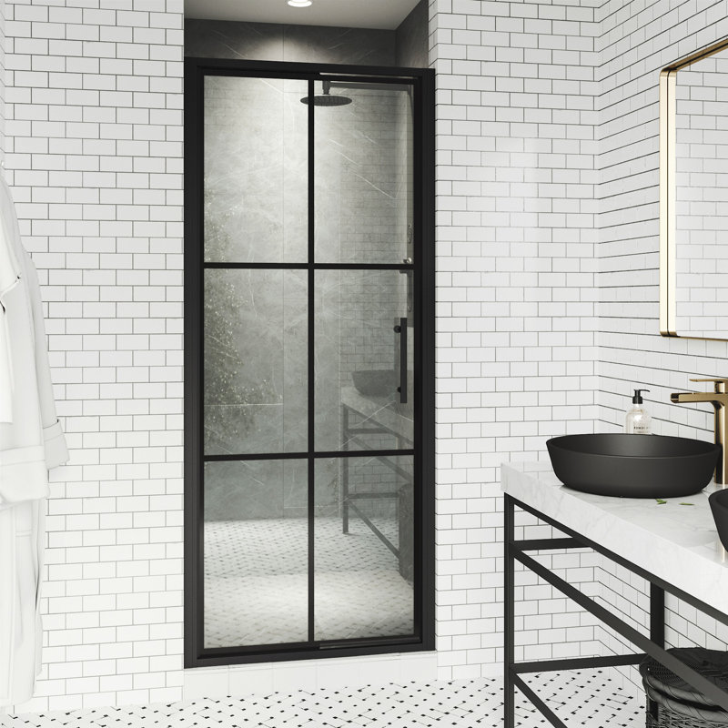 Astoria Matte Black 30" x 76" Pivot Shower Door with Clear Glass