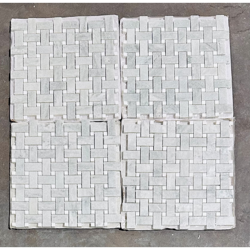 Carreau de mosaïque pour mur et plancher en marbre vert 12 po x 12 po Ming