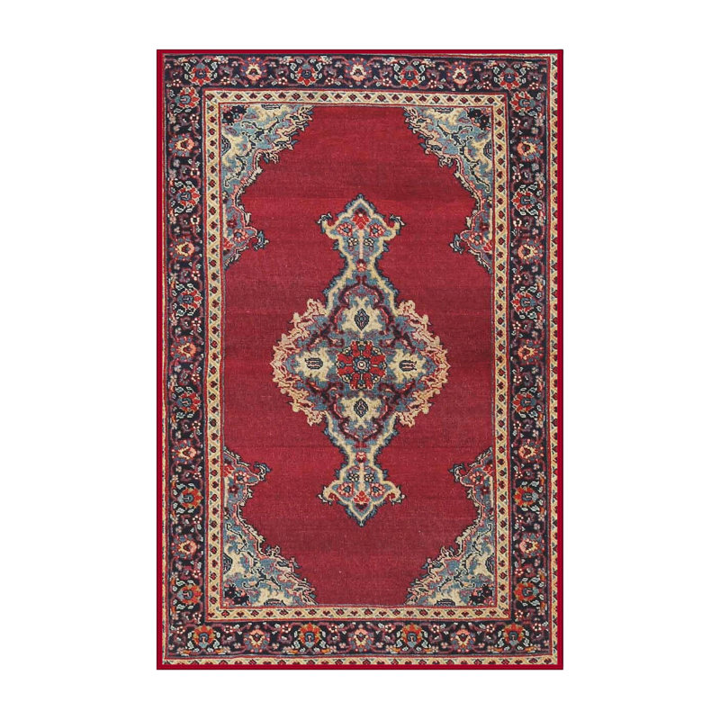 Tapis traditionnel rouge / noir, Rectangle 4 pi x 6 pi