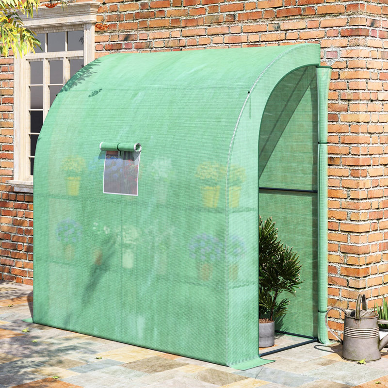 Serre de plain-pied avec structure en acier galvanisé, 7 pi x 3 pi 7 po, couverture en PE, 3 tablettes grillagées, croissance des plantes de soutien et vitalité pour l'environnement