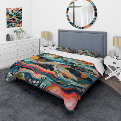 Ensemble de housse de couette en microfibre / polyester bleu vert Minimalims Explosion Bedding