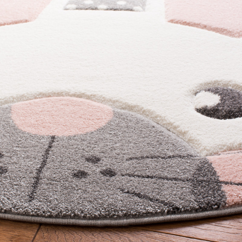 Glantz Animal Print Gray Area Rug, Round 5'3"
