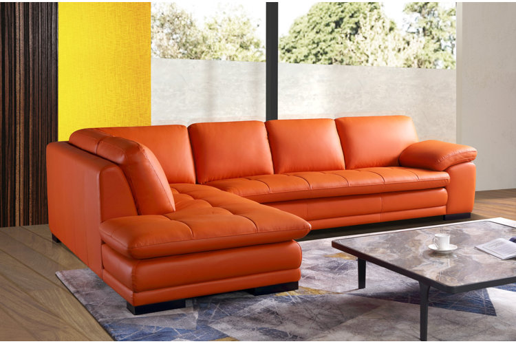 124" Wide Leather Match Sofa & Chaise