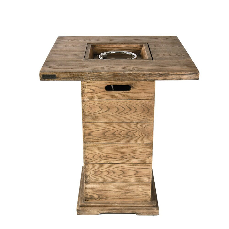 Rova 34" Outdoor Bar Height Concrete Propane Fire Table 40,000 BTU - Includes Lava Rocks & PVC Cover