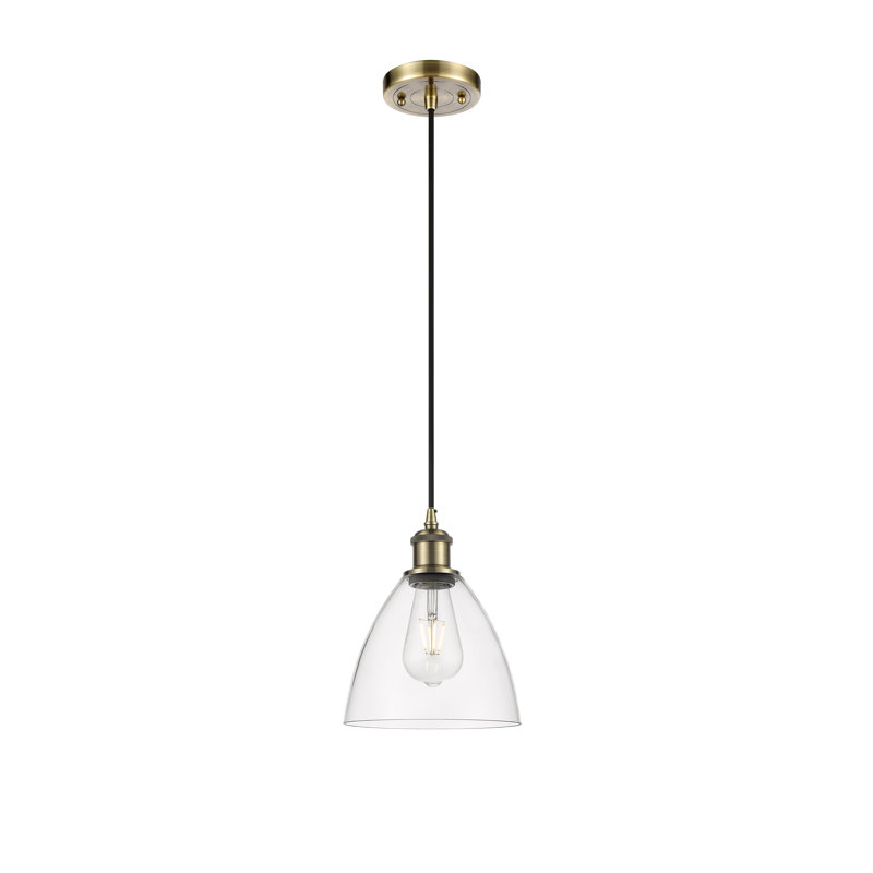 Haruka 1 - Light Single Pendant, Antique Brass, Clear, 11.25" H x 7.5" W x 7.5" D