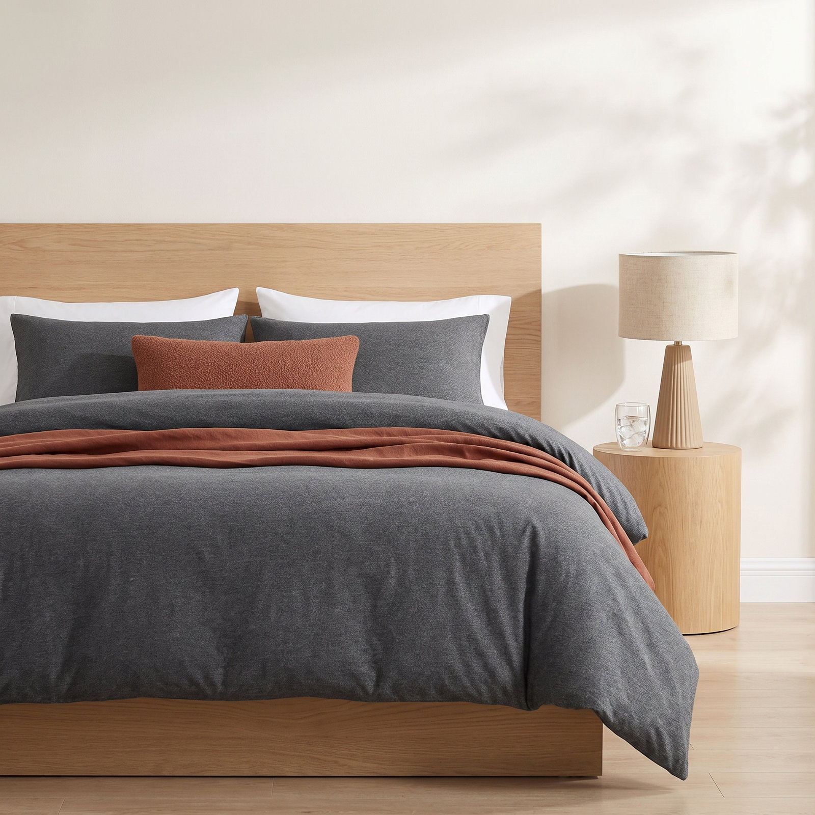 Calvin Klein Modern Cotton Melange Solid Comforter Set, Queen Comforter +  2 Standard Shams, Dark Gray