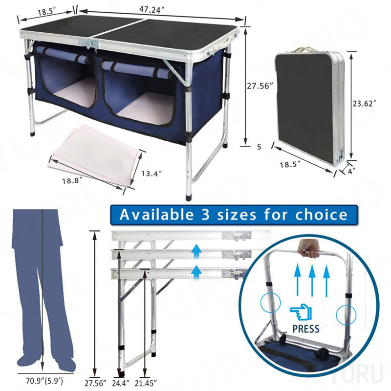 Folding Camping Table with Storage Compartment