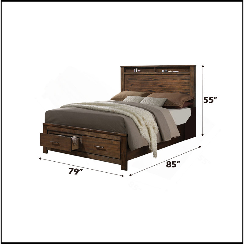 Lit en chêne robuste et fonctionnel avec options de rangement pour un confort accru, Très grand lit